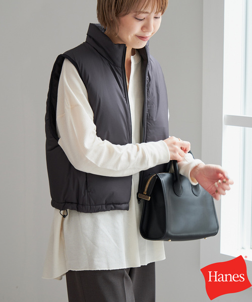 Spick & Span（スピックアンドスパン）の「《追加》HANES / ヘインズ Thermal Henly Neck HW4-A502（Tシャツ/カットソー・レディース・ブラック/アイボリー/チャコールグレー・FREE）」の8枚目の写真