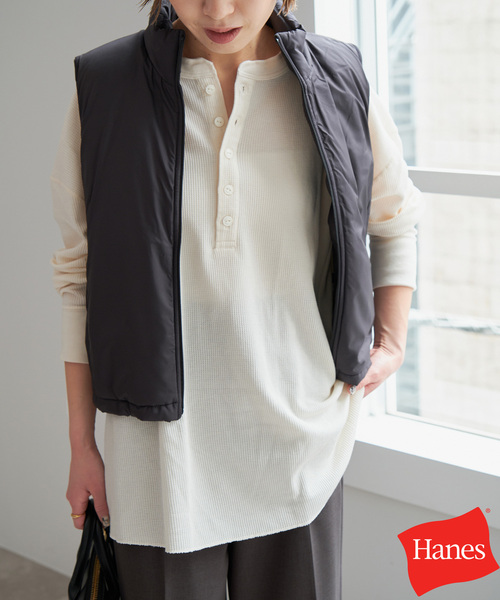 Spick & Span（スピックアンドスパン）の「《追加》HANES / ヘインズ Thermal Henly Neck HW4-A502（Tシャツ/カットソー・レディース・ブラック/アイボリー/チャコールグレー・FREE）」の11枚目の写真