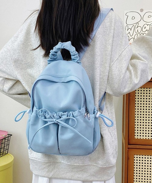 LA VORAGINE(ラ ヴォラジネ)の「紐リボン ナイロンバックパック/リュックサック チャーム無し(バックパック/リュック・レディース・ブラック/ブルー/ピンク・FREE)」の9枚目の写真