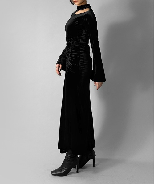 LVEU.】変形ギャザーマーメイドベロアワンピース / ワンピース ワンピ