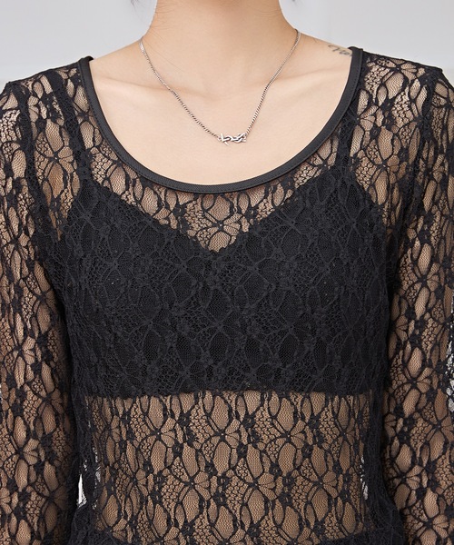 Lace Ladies(レースレディース)の「ラウンドネック ストレッチ レース 長袖 プルオーバー(その他トップス・レディース・ホワイト/ブラック・M/XL)」の13枚目の写真