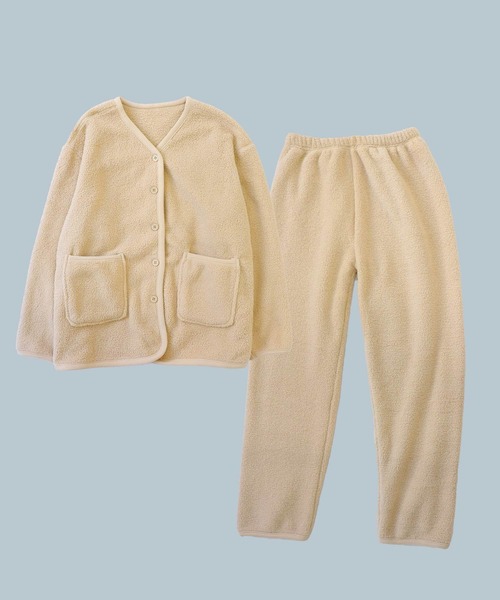 OSYAREVO（オシャレボ）の「ボア カーディガン ルームウェア セットアップ（ルームウェア/パジャマ・レディース・ベージュ/オフホワイト/グレー・MEDIUM/LARGE）」の21枚目の写真