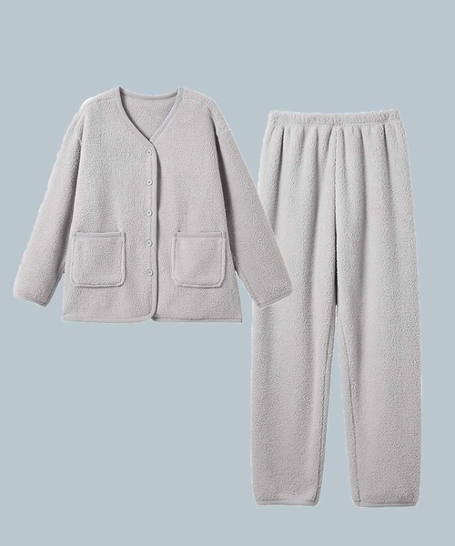 OSYAREVO（オシャレボ）の「ボア カーディガン ルームウェア セットアップ（ルームウェア/パジャマ・レディース・ベージュ/オフホワイト/グレー・MEDIUM/LARGE）」の10枚目の写真