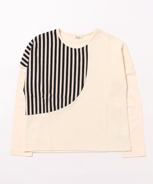 unica(ユニカ)の「ワッフルきりかえTシャツ(Tシャツ/カットソー・キッズ・ブラック/オフホワイト・M/L/XL/S)」の1枚目の写真