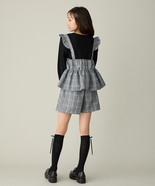 Amourire girl（アムリールガール）の「【セットアップ可】チェック柄フロントリボンキュロット（その他パンツ・キッズ・ダークネイビー/グレー・130cm/140cm/150cm/160cm）」の11枚目の写真
