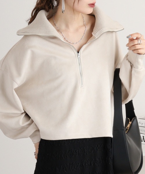 【セール】スエードボンチハーフジッププルオーバー（スウェット）｜atONE（アットワン） 5,884円