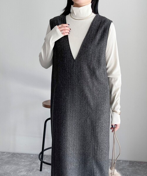 fredy emue（フレディエミュ）の「2WAYジャンスカ（ワンピース・レディース・グレー/チャコールグレー・36/38）」の4枚目の写真