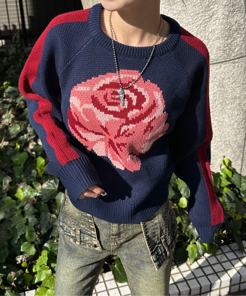 sedacle girl（セダクルガール）の「サイドラインジャガードアソートニット（ニット/セーター・レディース・アイボリー/ネイビー/ピンク/ホワイト系その他/グレー/ホワイト系その他2/ブラック・MEDIUM/SMALL）」の9枚目の写真