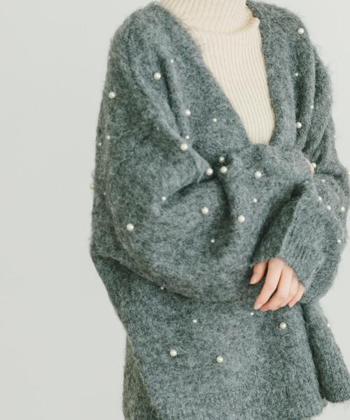 ITEMS URBANRESEARCH（アイテムズ アーバンリサーチ）の「シャギーパールカーディガン（カーディガン/ボレロ・レディース・グレー/ベージュ・FREE）」の3枚目の写真