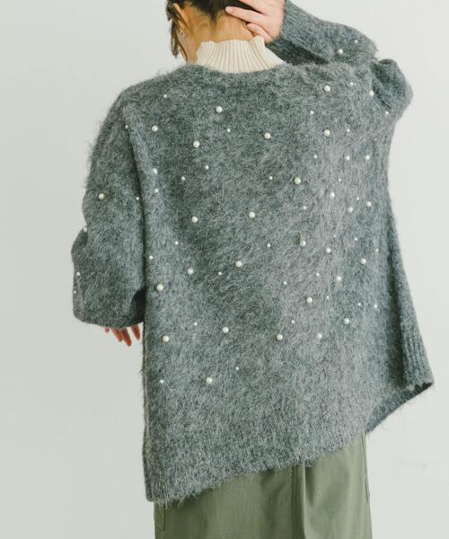 ITEMS URBANRESEARCH（アイテムズ アーバンリサーチ）の「シャギーパールカーディガン（カーディガン/ボレロ・レディース・グレー/ベージュ・FREE）」の5枚目の写真