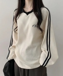 Tシャツ/カットソー シャツ 襟付き トップス Vネック」に該当