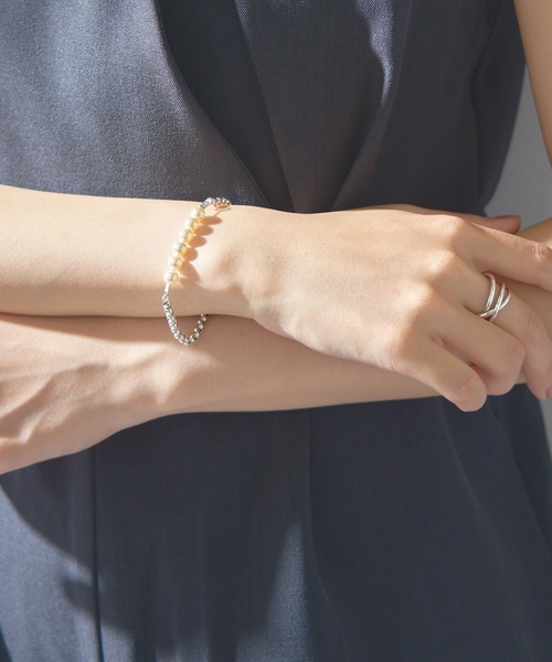 PHILIPPE AUDIBERT(フィリップ オーディベール)の「【PHILIPPE AUDIBERT】パールチェーンブレスレット Bracelet Argane perles de verre laiton BR5960(ブレスレット・レディース・シルバー・FREE)」の6枚目の写真