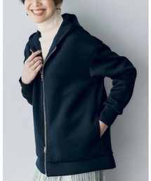 IEDIT（イディット）の「ＩＥＤＩＴ　パール調パーツで後ろ姿にアクセント　ダンボール素材のダブルジップパーカー（パーカー）」