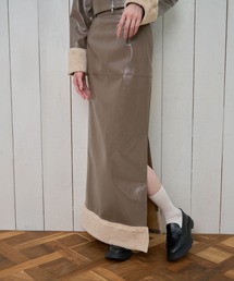 【Nora Lily】「elle」Shiny Fake Leather Long Skirt