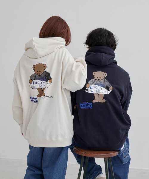 coen（コーエン）の「COSBY（コスビー）別注 ベアプリントパーカー（パーカー・メンズ・ネイビー/ナチュラル・M/L/XL）」の4枚目の写真
