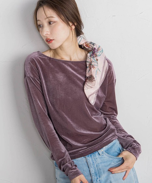 QUEENS COURT(クイーンズコート)の「ニュアンスベロアバックシャンカットソー≪手洗い可能≫(Tシャツ/カットソー・レディース・パープル/ピンク/ライトグレー/ブラック・M)」の4枚目の写真