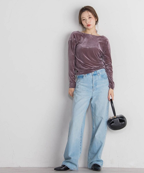 QUEENS COURT(クイーンズコート)の「ニュアンスベロアバックシャンカットソー≪手洗い可能≫(Tシャツ/カットソー・レディース・パープル/ピンク/ライトグレー/ブラック・M)」の7枚目の写真