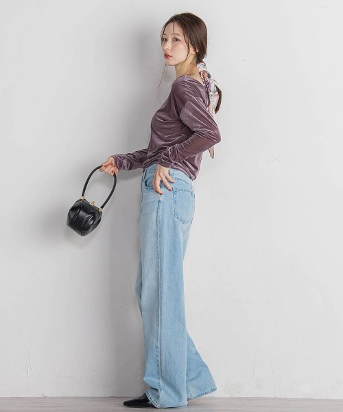 QUEENS COURT(クイーンズコート)の「ニュアンスベロアバックシャンカットソー≪手洗い可能≫(Tシャツ/カットソー・レディース・パープル/ピンク/ライトグレー/ブラック・M)」の8枚目の写真