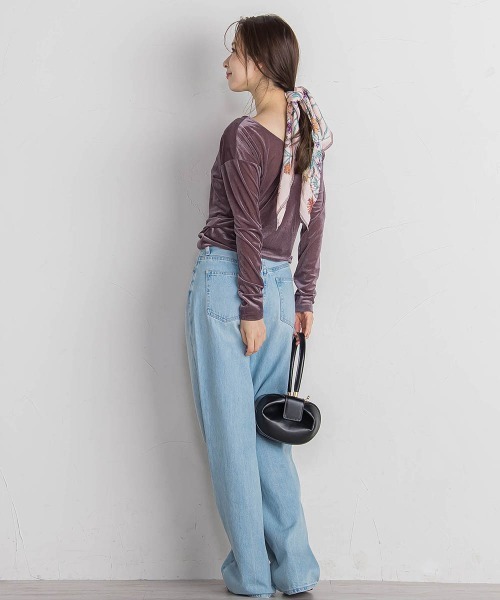 QUEENS COURT(クイーンズコート)の「ニュアンスベロアバックシャンカットソー≪手洗い可能≫(Tシャツ/カットソー・レディース・パープル/ピンク/ライトグレー/ブラック・M)」の9枚目の写真