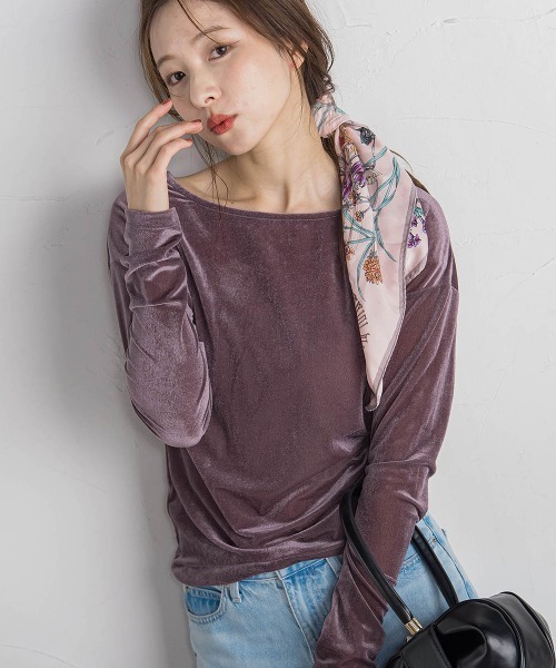 QUEENS COURT(クイーンズコート)の「ニュアンスベロアバックシャンカットソー≪手洗い可能≫(Tシャツ/カットソー・レディース・パープル/ピンク/ライトグレー/ブラック・M)」の6枚目の写真