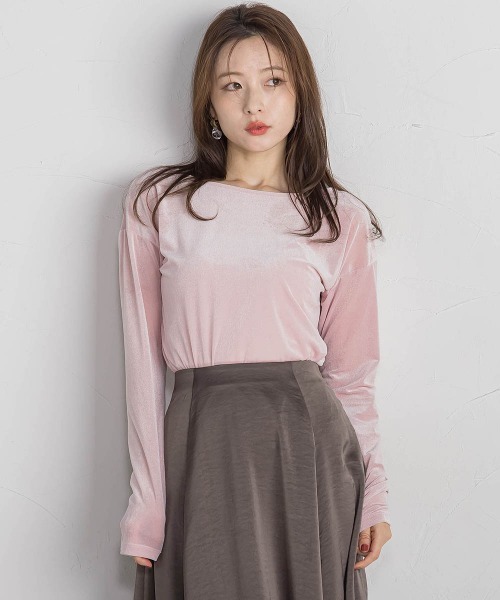 QUEENS COURT(クイーンズコート)の「ニュアンスベロアバックシャンカットソー≪手洗い可能≫(Tシャツ/カットソー・レディース・パープル/ピンク/ライトグレー/ブラック・M)」の10枚目の写真