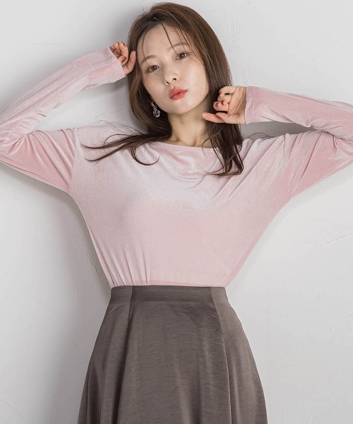 QUEENS COURT(クイーンズコート)の「ニュアンスベロアバックシャンカットソー≪手洗い可能≫(Tシャツ/カットソー・レディース・パープル/ピンク/ライトグレー/ブラック・M)」の11枚目の写真
