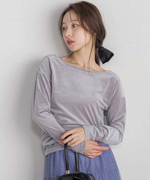 QUEENS COURT(クイーンズコート)の「ニュアンスベロアバックシャンカットソー≪手洗い可能≫(Tシャツ/カットソー・レディース・パープル/ピンク/ライトグレー/ブラック・M)」の16枚目の写真
