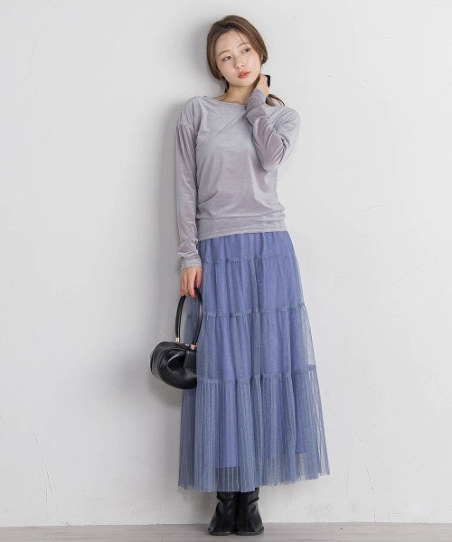 QUEENS COURT(クイーンズコート)の「ニュアンスベロアバックシャンカットソー≪手洗い可能≫(Tシャツ/カットソー・レディース・パープル/ピンク/ライトグレー/ブラック・M)」の17枚目の写真