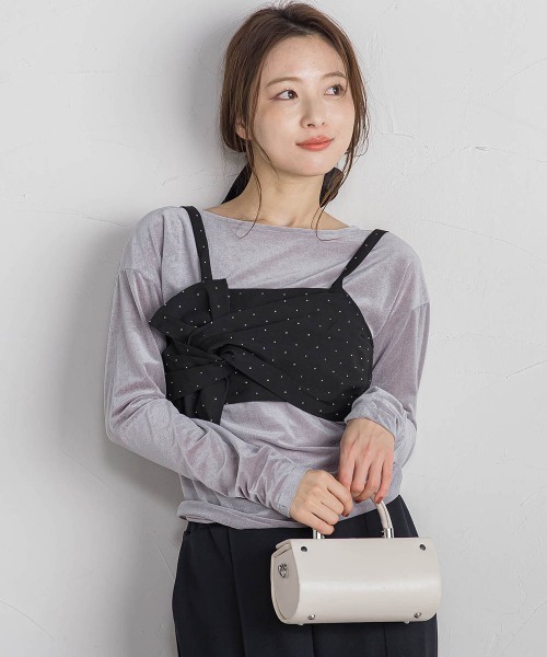QUEENS COURT(クイーンズコート)の「ニュアンスベロアバックシャンカットソー≪手洗い可能≫(Tシャツ/カットソー・レディース・パープル/ピンク/ライトグレー/ブラック・M)」の22枚目の写真