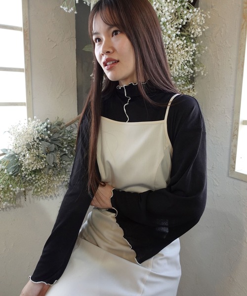 CORNERS（コーナーズ）の「ボトルネックシアーフレアスリーブトップス（Tシャツ/カットソー・レディース・アイボリー/ブラック/グレー/ライム・M）」の6枚目の写真