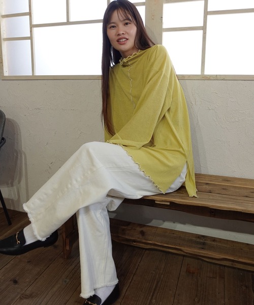 CORNERS（コーナーズ）の「ボトルネックシアーフレアスリーブトップス（Tシャツ/カットソー・レディース・アイボリー/ブラック/グレー/ライム・M）」の16枚目の写真