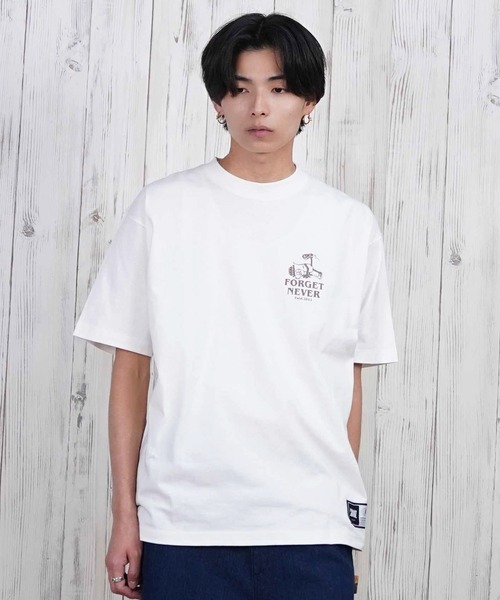 PLATS PLATS ホワイトリブTシャツ ラグランスリーブフードプリントTシャツ(M ホワイト): トップス｜Right