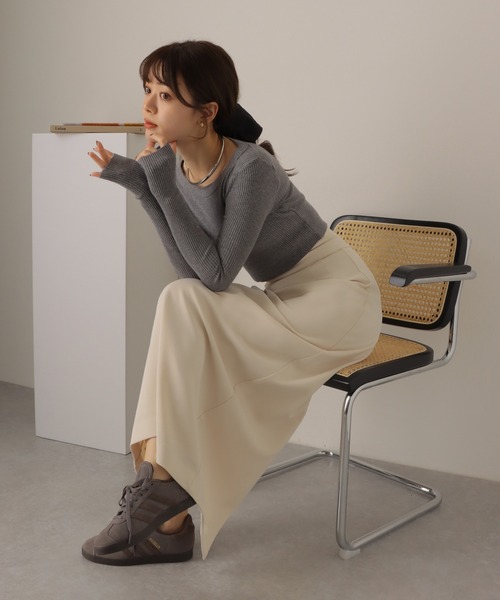 LAULEN(ローレン)の「cropped lib knit pullover/クロップド ショート リブ 長袖 プルオーバー(ニット/セーター・レディース・チャコールグレー/ベージュ/ブラック・FREE)」の7枚目の写真