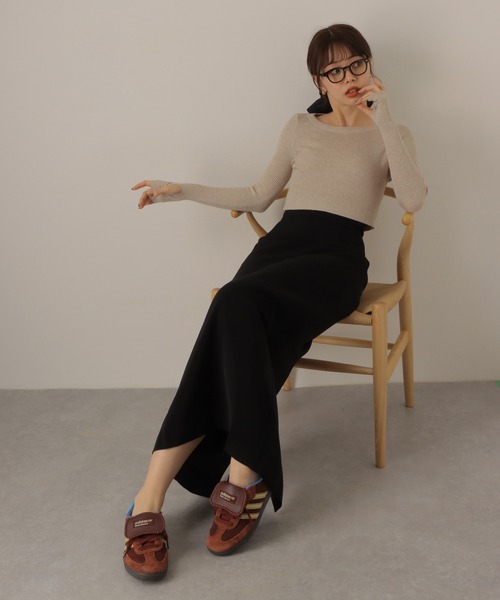 LAULEN(ローレン)の「cropped lib knit pullover/クロップド ショート リブ 長袖 プルオーバー(ニット/セーター・レディース・チャコールグレー/ベージュ/ブラック・FREE)」の16枚目の写真