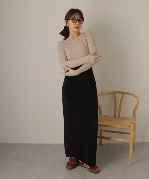 LAULEN(ローレン)の「cropped lib knit pullover/クロップド ショート リブ 長袖 プルオーバー(ニット/セーター・レディース・チャコールグレー/ベージュ/ブラック・FREE)」の15枚目の写真