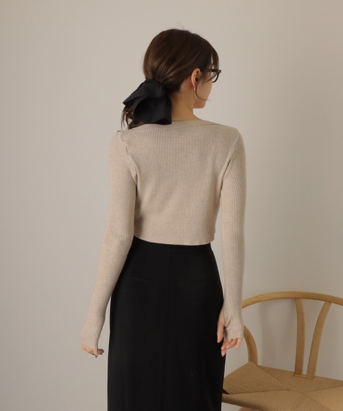LAULEN(ローレン)の「cropped lib knit pullover/クロップド ショート リブ 長袖 プルオーバー(ニット/セーター・レディース・チャコールグレー/ベージュ/ブラック・FREE)」の12枚目の写真