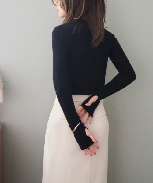 LAULEN(ローレン)の「cropped lib knit pullover/クロップド ショート リブ 長袖 プルオーバー(ニット/セーター・レディース・チャコールグレー/ベージュ/ブラック・FREE)」の18枚目の写真