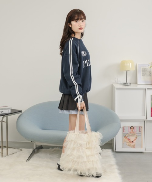 Birthday room(バースデイルーム)の「チュールフリルトートバッグ/tulle frill tote bag(トートバッグ・レディース・ブラック/アイボリー・FREE)」の12枚目の写真