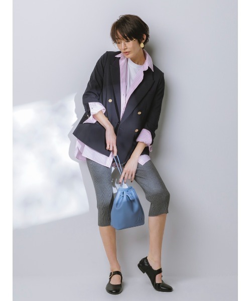 Mila Owen リブニット サイクルパンツ ミディ丈 カプリパンツ 膝下 Mila Owen リブニット サイクルパンツ ミディ丈 カプリパンツ