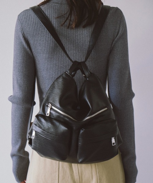HANNE（アン）の「レザーライク2wayショルダーバッグ（ショルダーバッグ・レディース・ブラック/アイボリー・FREE）」の5枚目の写真