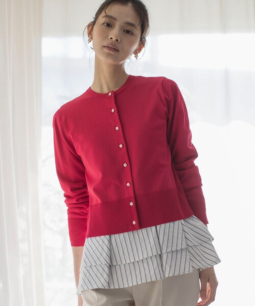 組曲(クミキョク)の「フラワーメタル ニット カーディガン(カーディガン/ボレロ・レディース・ブラック系2/アイボリー系1/ライトグリーン系2/ブルー系2/オールドローズ系/アイボリー系・2/3)」の15枚目の写真