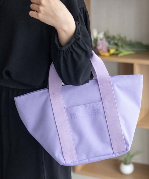 HusHusH（ハッシュアッシュ）の「HusHusH ロゴ入り トートバッグ（トートバッグ・レディース・パープル/グレー/ピンク・フリー）」の2枚目の写真