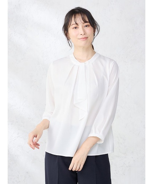 【高級❣️未使用】PESERICO ペゼリコ　ホワイト ７分袖 ブラウス　42 kobelettuce_c7178