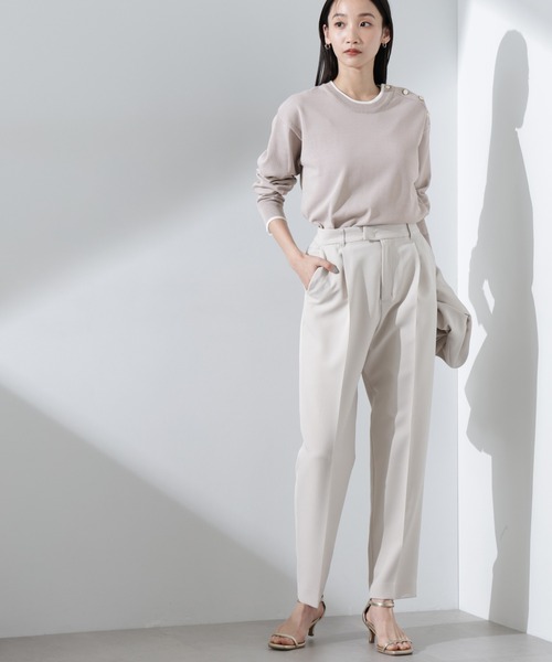 NANO universe（ナノユニバース）の「洗濯機洗可UVカットバイカラー釦ディティールニット（ニット/セーター・レディース・オフホワイト/ブラック/ライトグレー・FREE）」の10枚目の写真