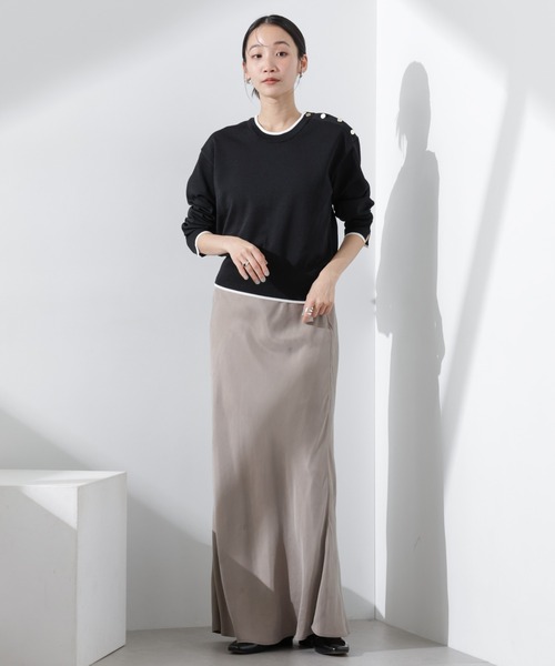 NANO universe（ナノユニバース）の「洗濯機洗可UVカットバイカラー釦ディティールニット（ニット/セーター・レディース・オフホワイト/ブラック/ライトグレー・FREE）」の18枚目の写真