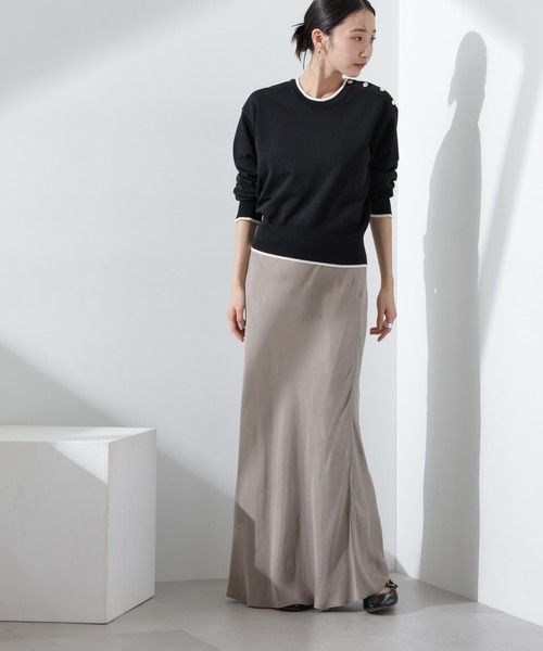 NANO universe（ナノユニバース）の「洗濯機洗可UVカットバイカラー釦ディティールニット（ニット/セーター・レディース・オフホワイト/ブラック/ライトグレー・FREE）」の19枚目の写真