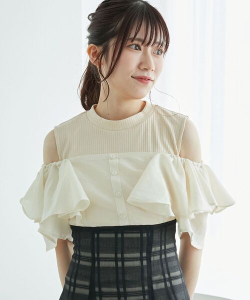 MAJESTIC LEGON(マジェスティックレゴン)の「ウエストきゅっとフリルフレアワンピ(ワンピース・レディース・ブラック系その他2/グレー系その他/ブラック/ブラック系その他/ベージュ系その他2・X-SMALL/SMALL/MEDIUM/LARGE)」の10枚目の写真