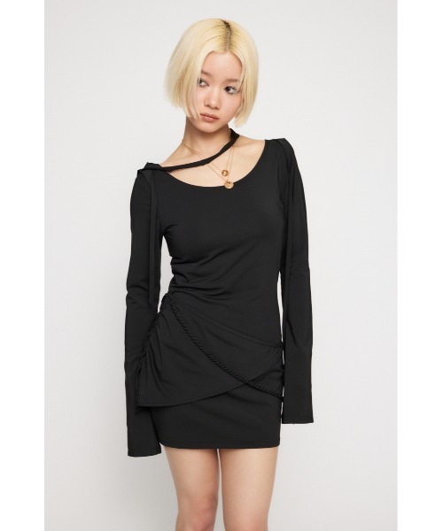 LAGUA GEM（ラグアジェム）の「DROP POINT CUT ミニワンピース（ワンピース・レディース・レッド/ブラック/杢グレー・SMALL/MEDIUM）」の7枚目の写真