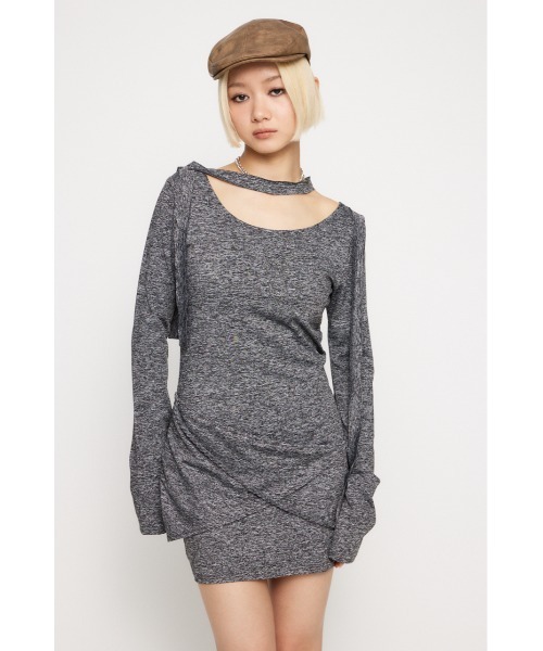 LAGUA GEM（ラグアジェム）の「DROP POINT CUT ミニワンピース（ワンピース・レディース・レッド/ブラック/杢グレー・SMALL/MEDIUM）」の17枚目の写真