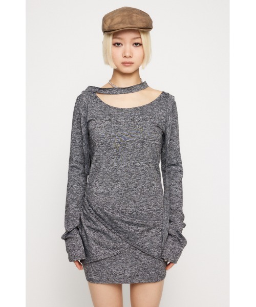 LAGUA GEM（ラグアジェム）の「DROP POINT CUT ミニワンピース（ワンピース・レディース・レッド/ブラック/杢グレー・SMALL/MEDIUM）」の16枚目の写真